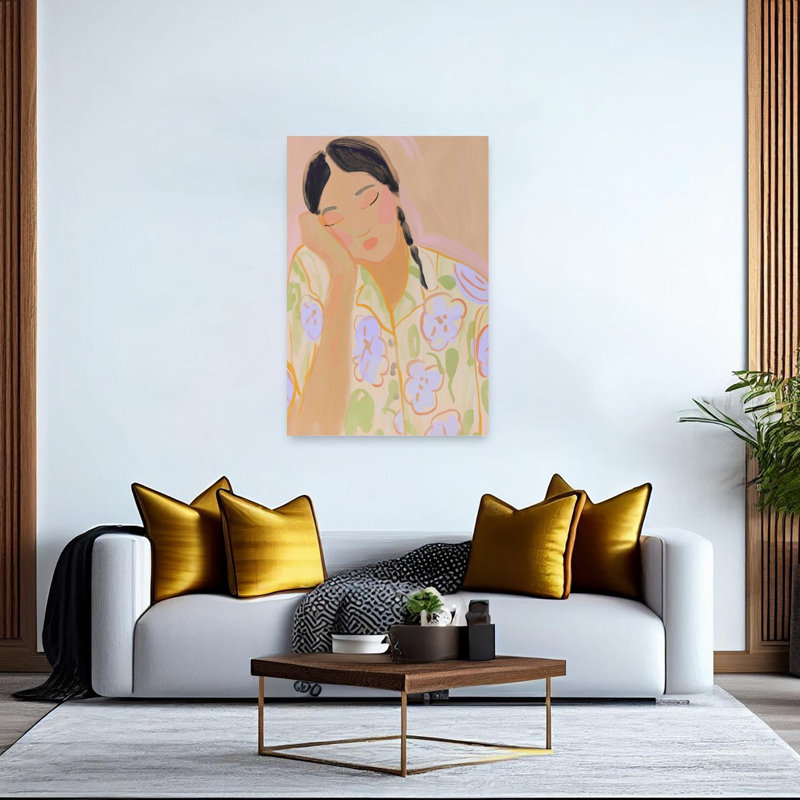 Peaceful Floral Slumber Contemporary Flower Wall Art Print 1 Piece Wrapped Canvas Wall Art, 152.4cm H x 101.6cm W