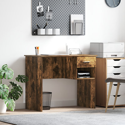 Desk With Storage 90X49.5X75 Cm Engineered Wood