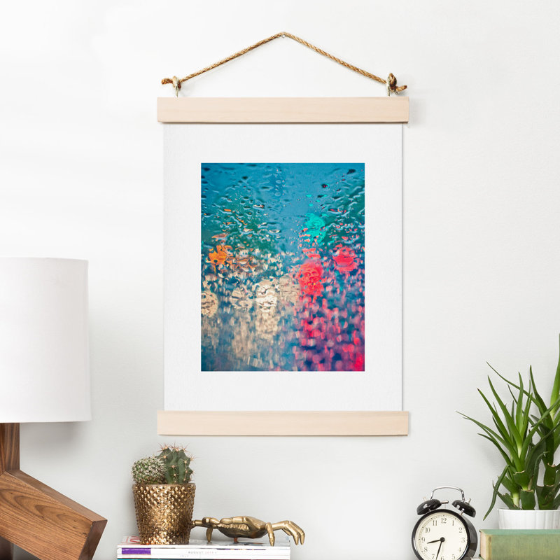 Impression d’art graphique sur papier « rain impression » par bird veut sifflet, H 14 po x l 11 po