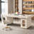 White Rectangular Manufactured Wood with 2 drawers desk-108625254
