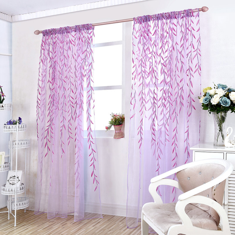 2 rideaux en feuilles de saule, l 39 po x L 79 po, pour la chambre à coucher et le salon (ensemble de 2)
