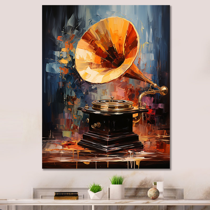Lyneissa Phonograph Impression - Reproduction, H 44 po x l 34 po x P 1,5 po, Toile tendue