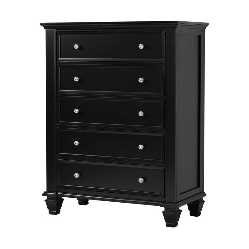 Ambriana 5 - Drawer 35.85'' W Chest, Black