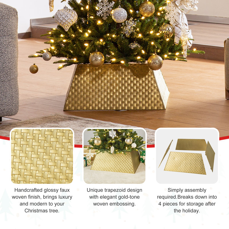 Gold Trapezoid Metal Weave Christmas Tree Collar