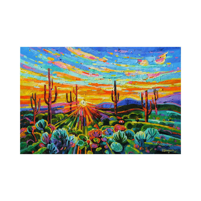 Great Arizona Sunset - reproduction d'art murale encadrée, H 40 po x l 60 po, Toile tendue, Ne s’applique pas