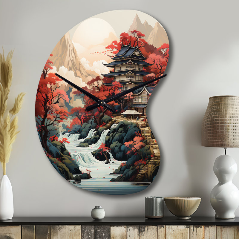 Art asiatique, paysage, horloge murale, Petit