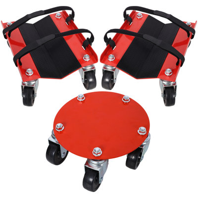 Glissade en V robuste pour motoneige avec roulettes pivotantes de 2,5 po et patin en caoutchouc protégeant les skis d'une capacité de 1 500 lb, couleur rouge