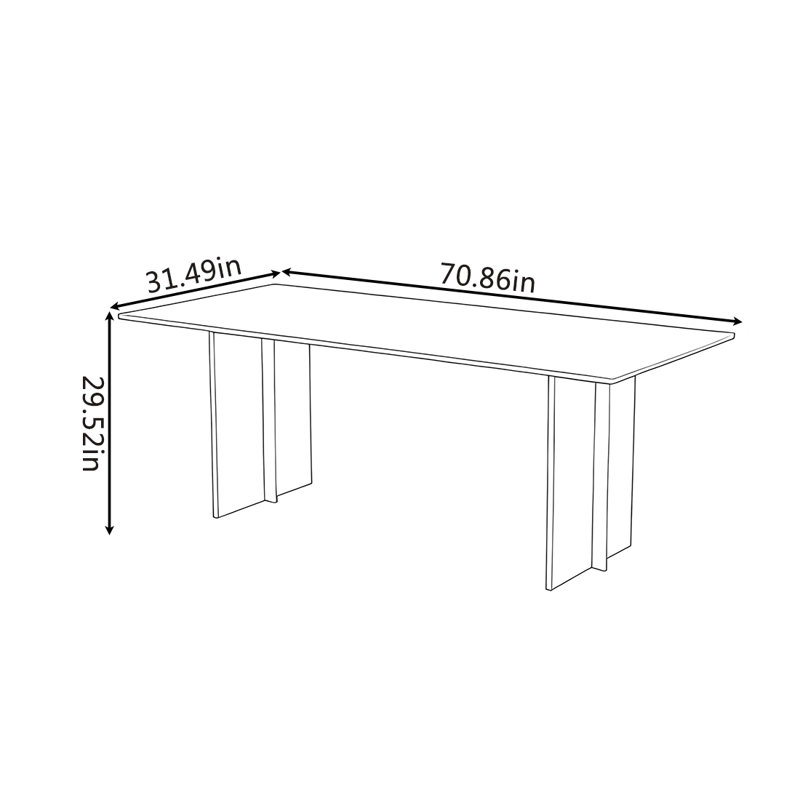 Table de salle à manger Wabi - Sabi, H 29,52 po x L 70,86 po x l 31,49 po