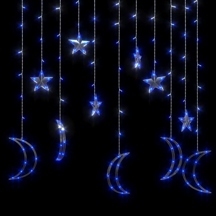 Fairy Lights Remote Control Hanging Star and Moon Lights with 138 LEDs The Holiday Aisle