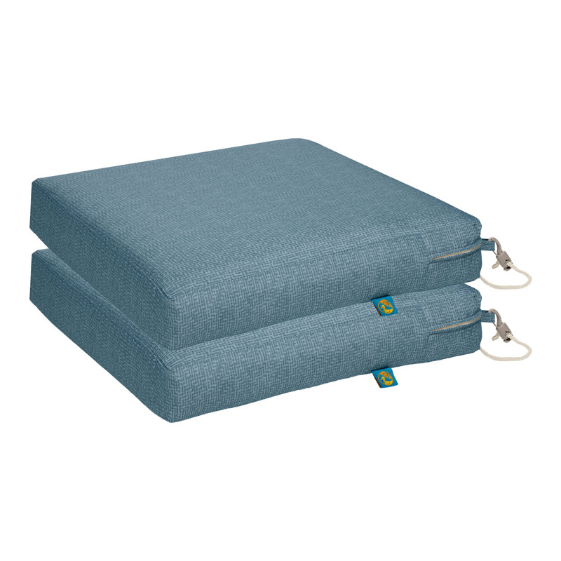 Weekend Patio Dining Seat Cushions, 17 x 17 x 3 Inch, Blue Shadow