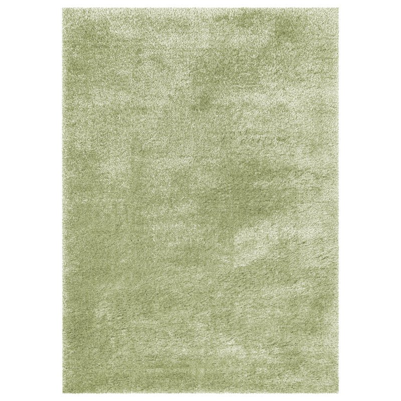 100% Polypropylene Solid Colour Machine Tufted Shag Indoor / Outdoor Area Rug, Mint, Rectangle 1'12" x 7'3"