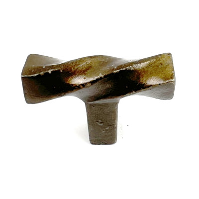 Ensemble de six poignées de tiroir géométriques en métal torsadé bronze vieilli