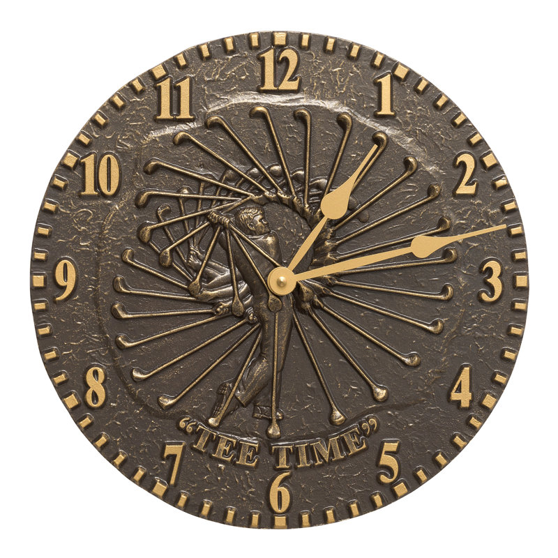 Golfer 12" Wall Clock, French Bronze