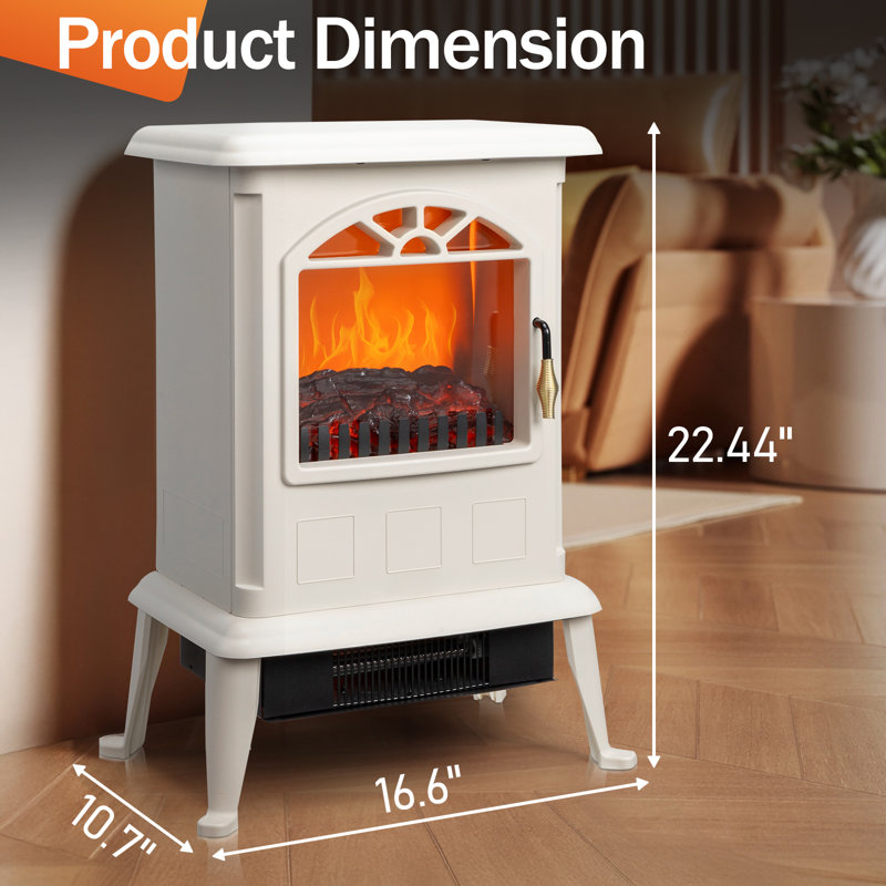 22 In. Freestanding Electric Fireplace Stove In White