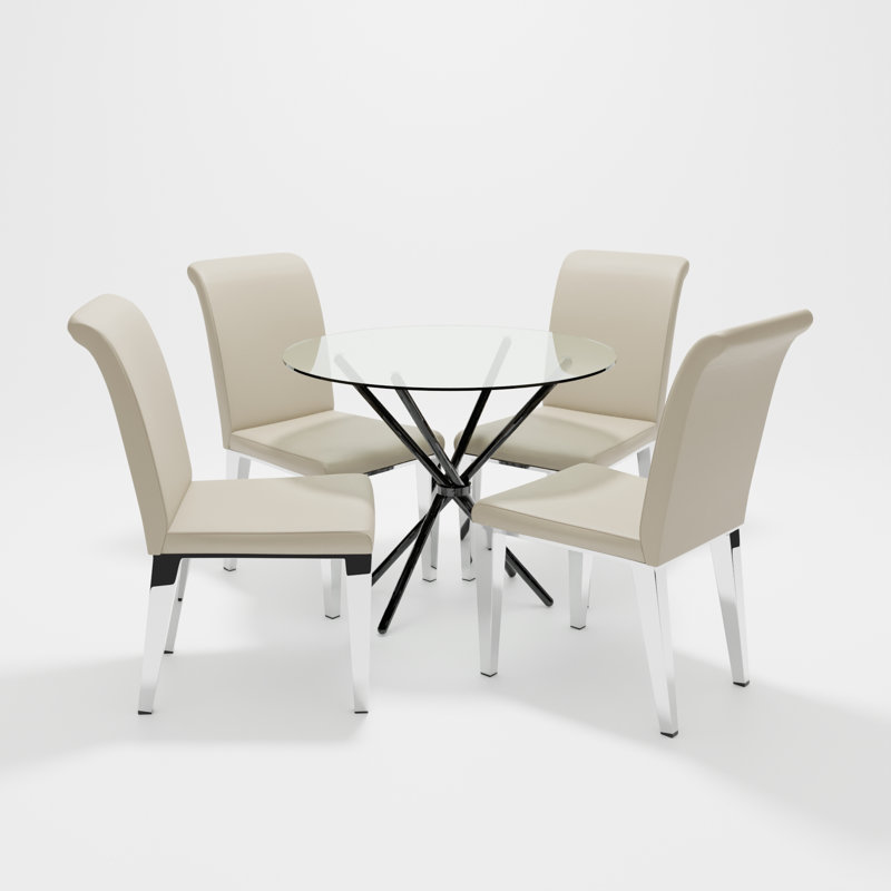 Desborough 4 - Person Dining Set, Taupe, Black