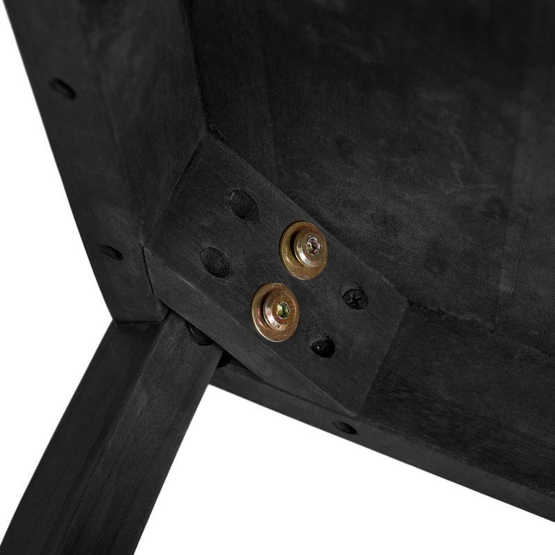 Table d'appoint d'extérieur en bois de teck massif à deux niveaux de conception l 14,9 po, Noir