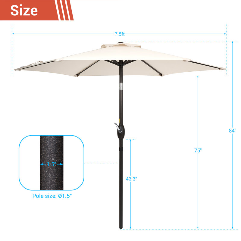 Parasol Sawyer, H 90 po x l 90 po x P 90 po, Beige