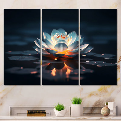 «Blossoming Wild White Lotus In Full Moon Pond», ensemble de reproductions d'art mural lotus