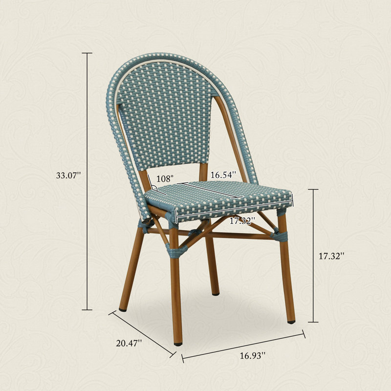 Ensemble de 2 chaises bistro PURPLE LEAF, Bleu clair