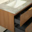 Meuble-lavabo mural 60 po avec lavabo double, comptoir en pierre frittée et 4 tiroirs, grain de bois espresso - pré-assemblé