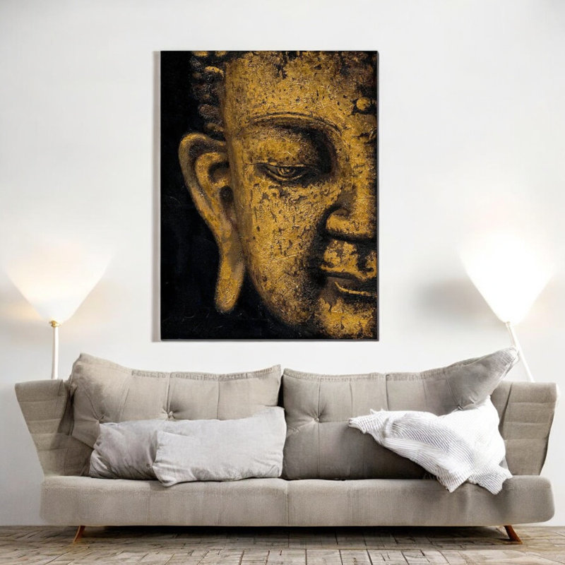 Bouddha avec 50% de feuille d'or peinte à la main