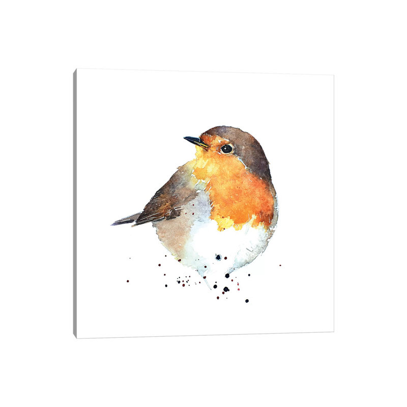 «Red Breasted Robin» par Edswatercolours, reproduction d'art sur toile tendue, H 12 po x l 12 po x P 0,75 po