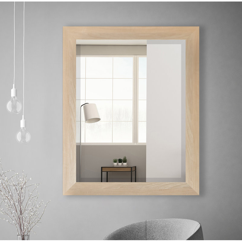 Miroir biseauté moderne / contemporain Ungar, H 31,5 po x l 27,5 po x P 0,75 po, Érable blond