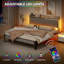 Lit double tapissier à DEL avec tête de rangement, lumières RVB, gris-66292788