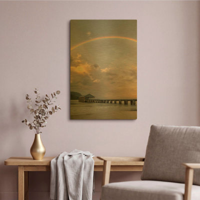 «Rainbow Pier IV» par Dennis Frates, art mural en métal, 16 po x 24 po