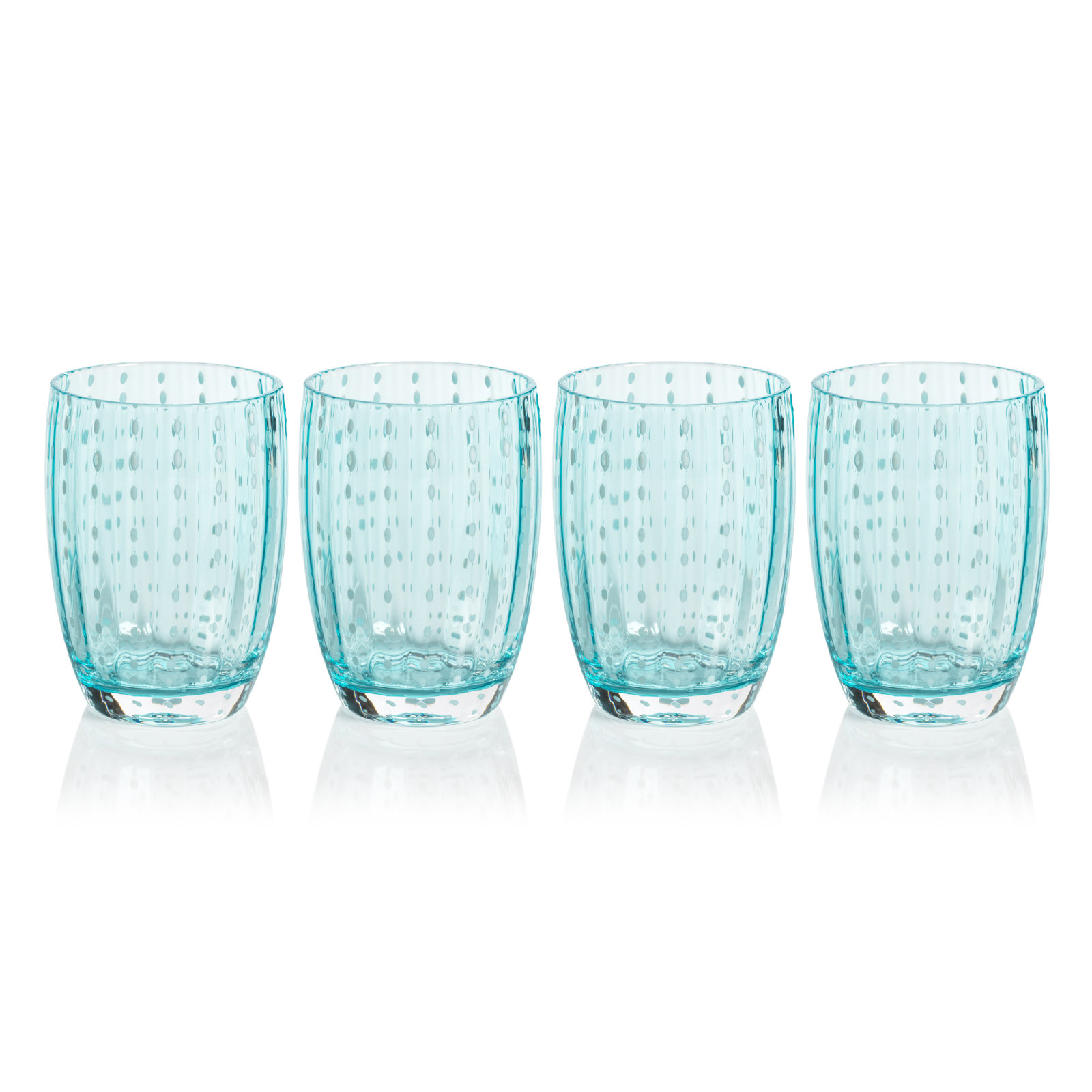 Oakes Ribbed Drinking Glass, Aqua Blue