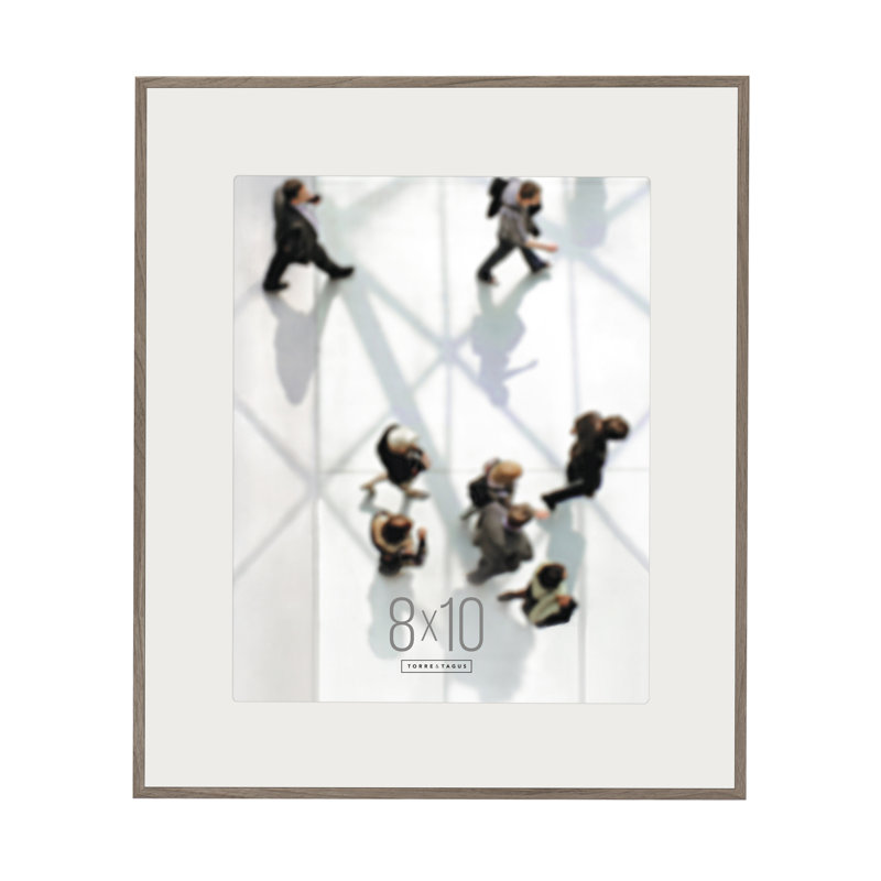 Cadre photo 8 x 10 de style galerie avec profil profond, couvercle en verre et passe-partout fixe (frêne), 8 po x 10 po