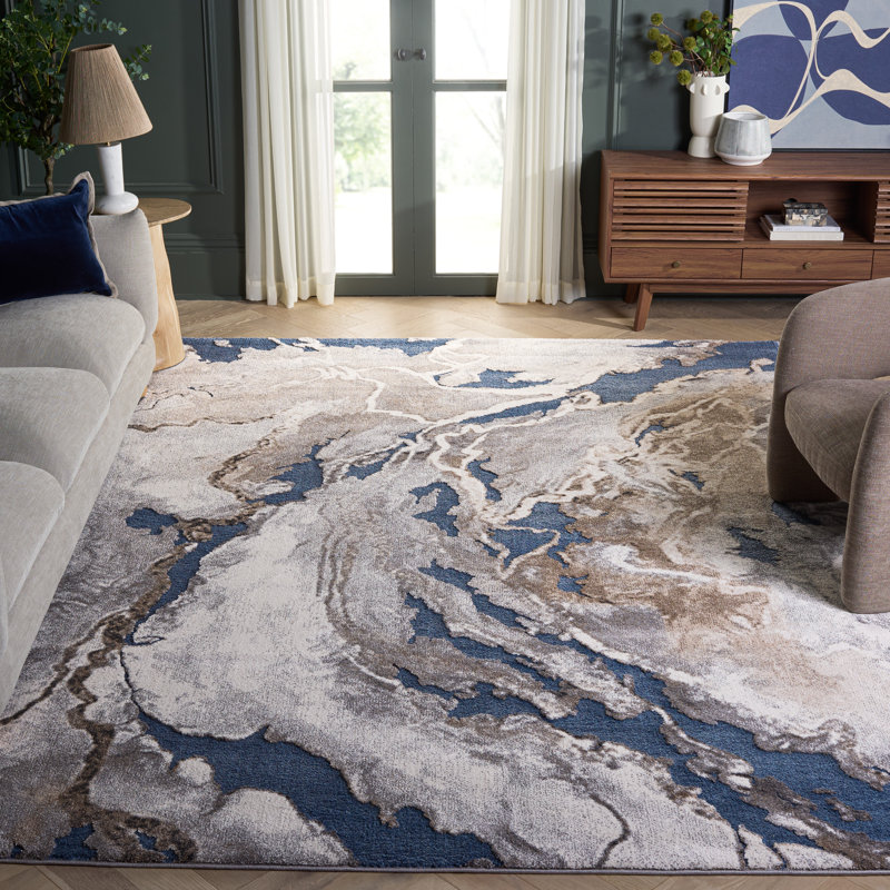 Tapis bleu / beige Amelia-Rae, Rectangle 8 pi x 10 pi