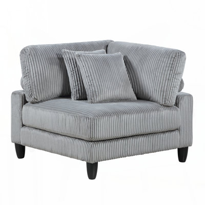 Fauteuil d'angle en velours côtelé gris