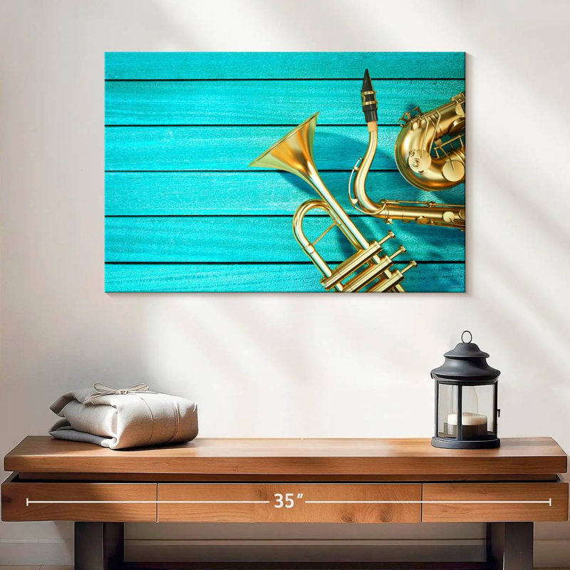 Abarca saxophone et trompette, H 16 po x l 24 po