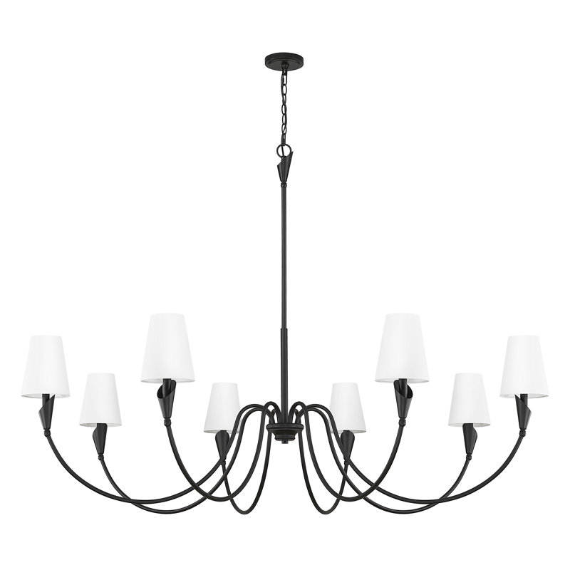 Lustre moderne Elvin, Noir mat, H 45 po x l 65 po x P 65 po, 8 lumières