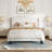 Upholstered Platform Bed Frame with Tufted Nailhead Trim Wingback Headboard-741877961-741877963
