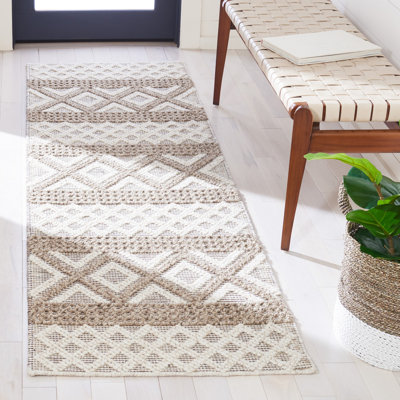 Tapis géométrique en laine / coton tissé à la main Vermont