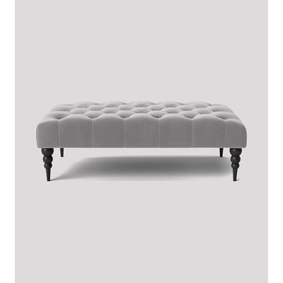 Alyana Rectangle Ottoman Bench with Wooden Legs - Plush Velvet Chesterfield Upholstered Footstool