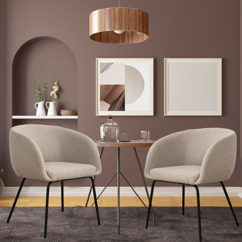 Damle 19.49'' H Upholstered Metal Armchair, Light Coffe