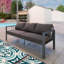 Canapé d'extérieur 3 places, canapé de patio en aluminium avec coussins, gris foncé