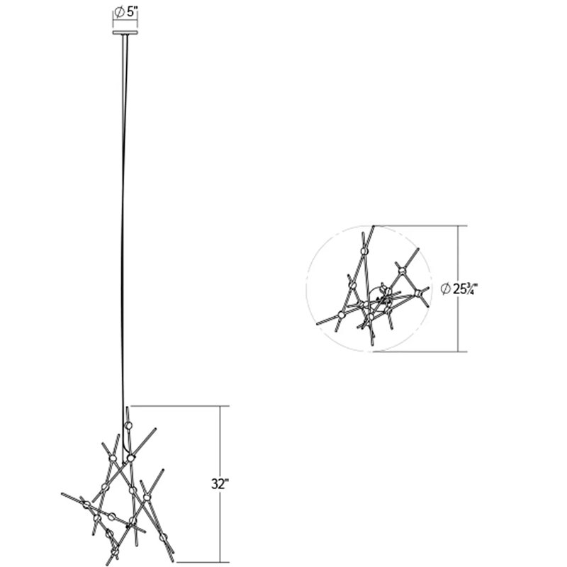 Constellation 13 - Light Dimmable LED Sputnik Modern Linear Chandelier, White, Satin Nickel, 3000K