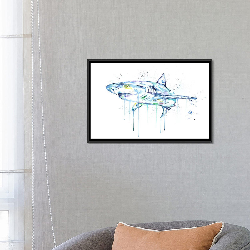 «Shark» par Lisa Whitehouse, impression sur toile, H 18 po x l 26 po x P 1,5 po, Pas de tapis, Toile tendue