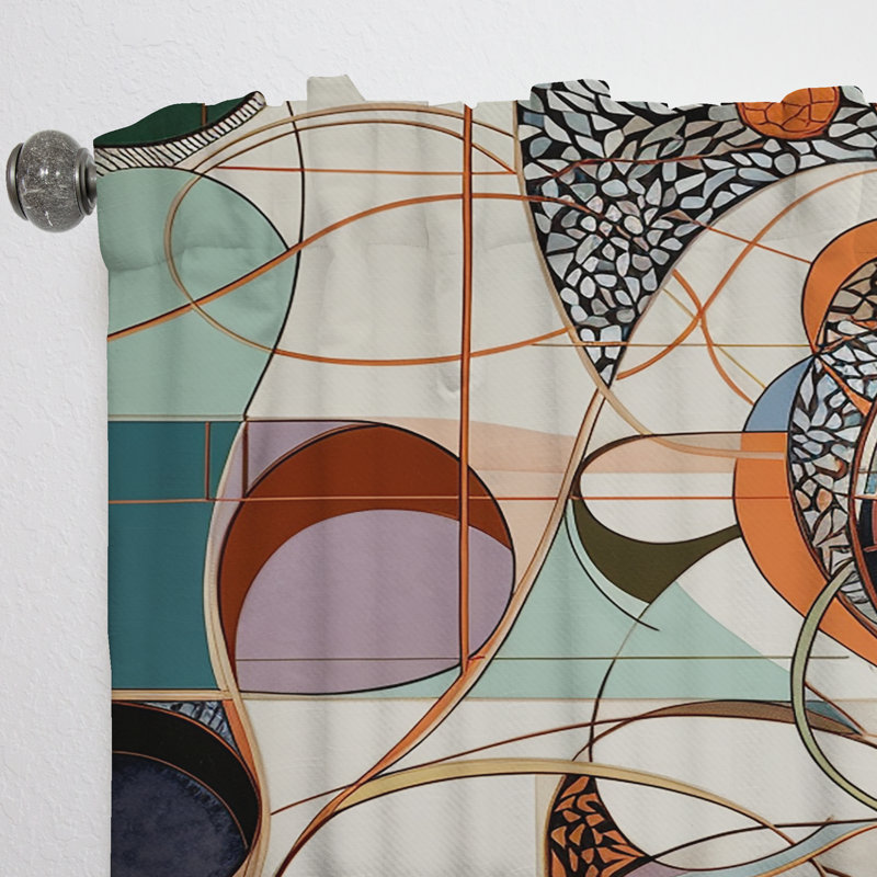 Pastel Colour Boho Artwork II - Abstract Minimalism Room Darkening Abstract Curtain - 1 Panel, L 52 po x L 120 po