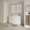 Meuble-lavabo autoportant double 60 po 60 po avec plateau en pierre blanc brillant et 4 tiroirs Modern