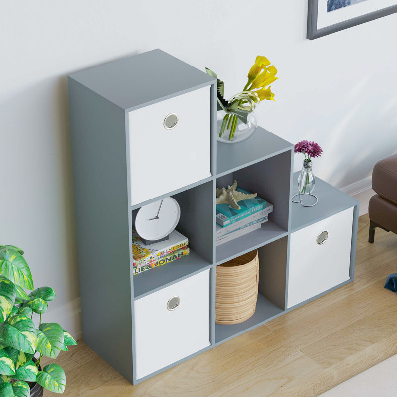 Herchel 96.5cm H x 96.5cm W Cube Bookcase, White, Grey