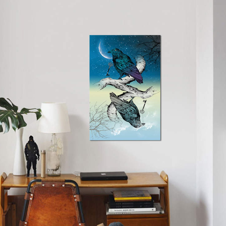 «Raven Night and Day», impression sur toile, H 18 po x l 12 po x P 1,5 po, Toile tendue, Pas de tapis