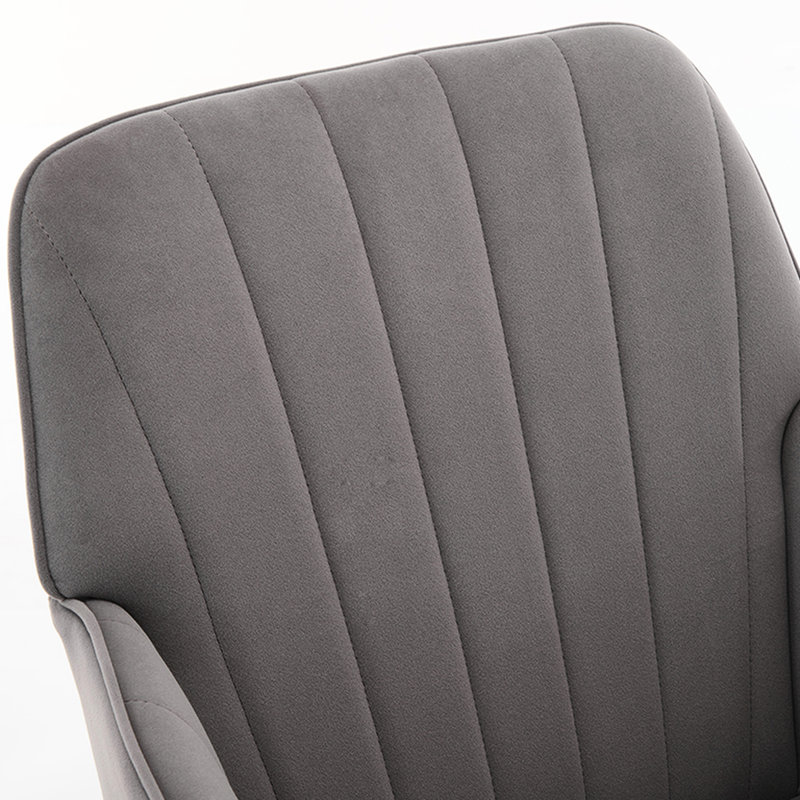 Chaise de luxe en velours gris - ergonomique, avec une base pour bureau, Gris
