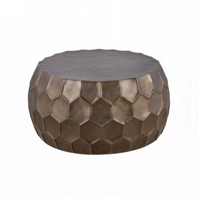 Metal Top Coffee Table with Solid Base
