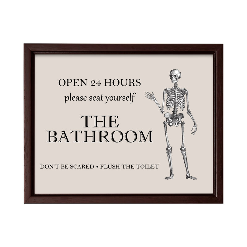 The Bathroom No4, Canvas, 18"H x 24"W, Brown Framed
