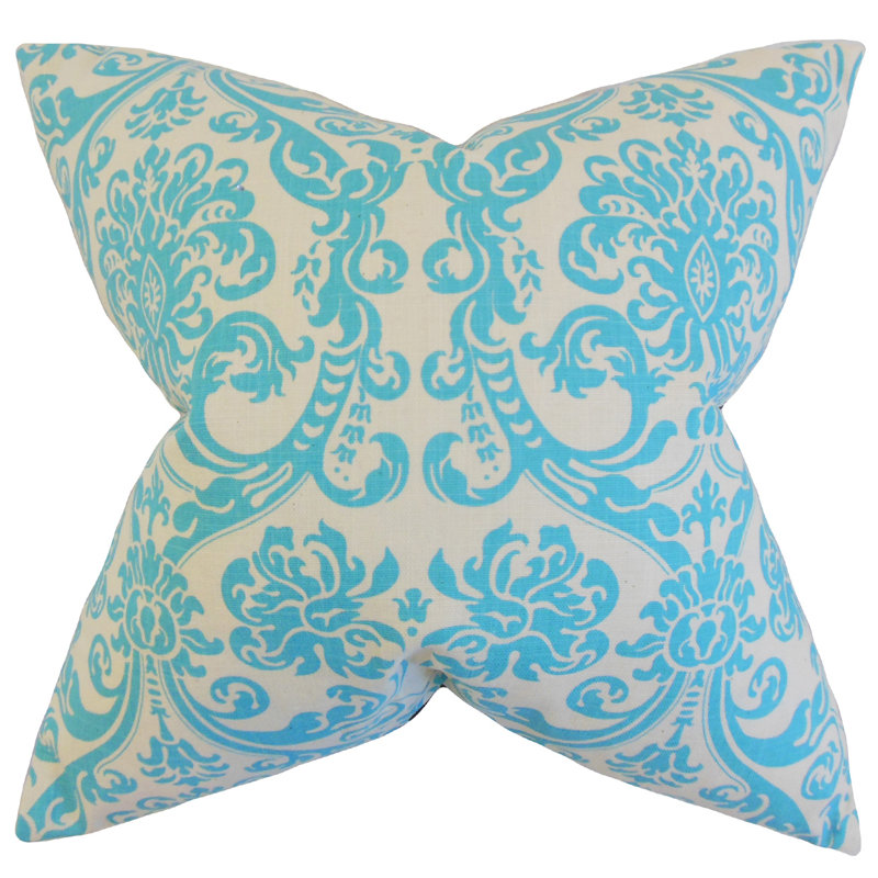 Coussin décoratif en coton saskia damassé, Tempête, 18 po x 18 po